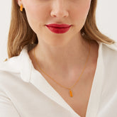 Molten Coral and Amber Sterling Silver Gold Plated Earring and Necklace Set